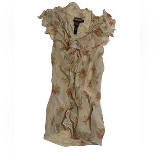 Rugby Ralph Lauren 100% Silk Floral Sleeveless Top Size 2